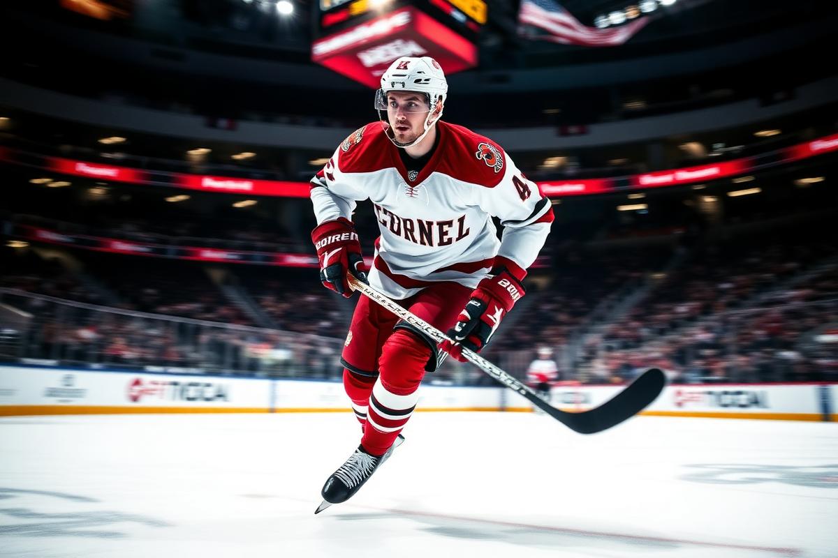 Cornell hockey player skating
